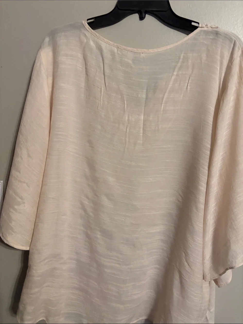 Spense Pale Blush Crochet V-Neck Tunic Top